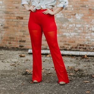 Red Mesh Bootcut Pant